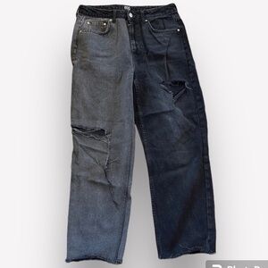 Urban Outfitters BDG Two-Tone Black and Gray Distressed Baggy Jeans